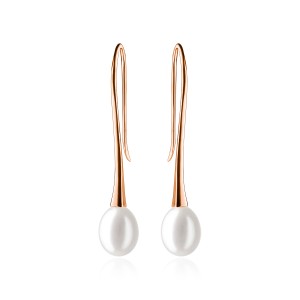 Cercei argint placati cu aur roz cu perle naturale albe DiAmanti SK22113GE_W-G (Argint 925‰ 1,8 g.)
